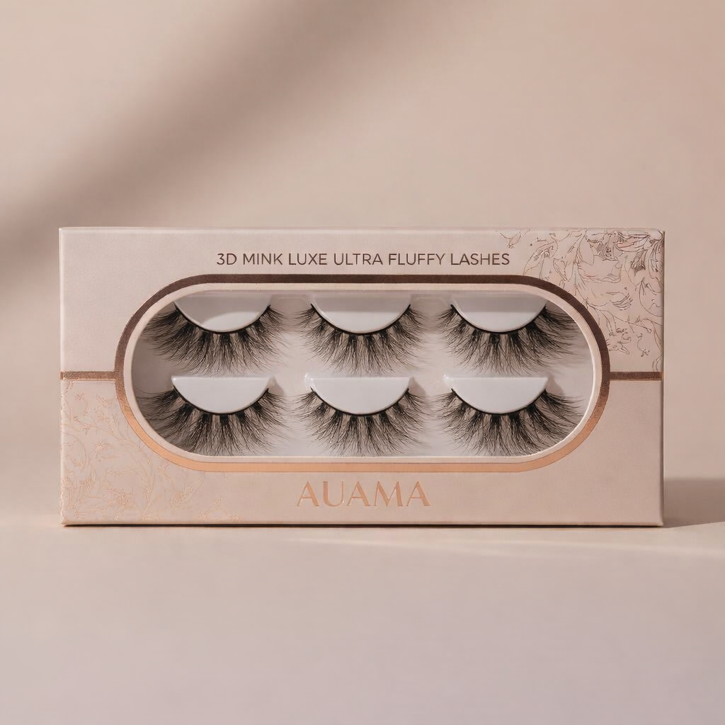 False eyelashes presented in custom retail packaging